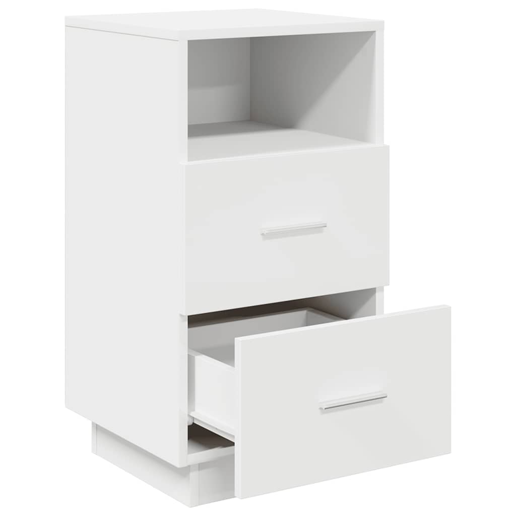 Comodino con 2 Cassetti Bianco 36x36x68 cm