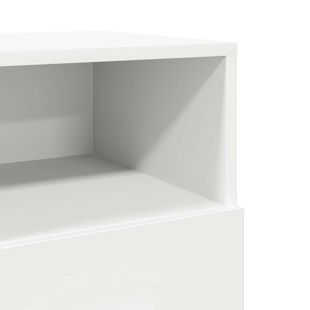 Comodino con 2 Cassetti Bianco 36x36x68 cm
