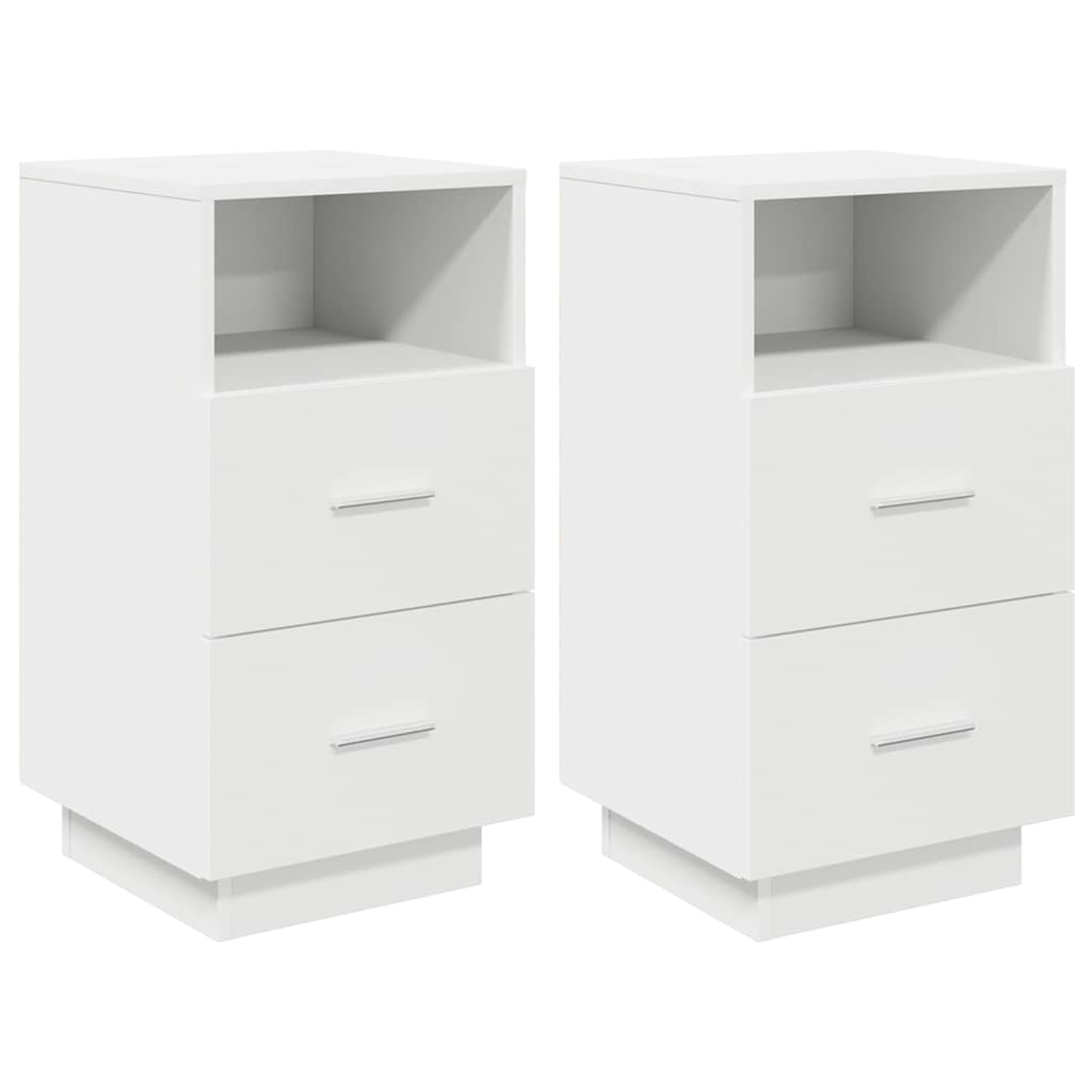 Comodini 2 pz con 2 Cassetti Bianchi 36x36x68 cm