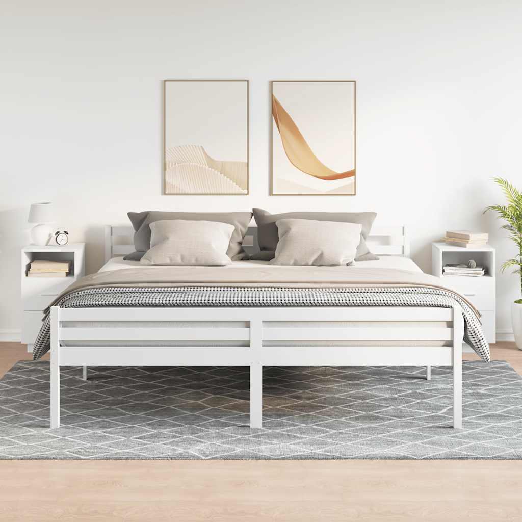 Comodini 2 pz con 2 Cassetti Bianchi 36x36x68 cm