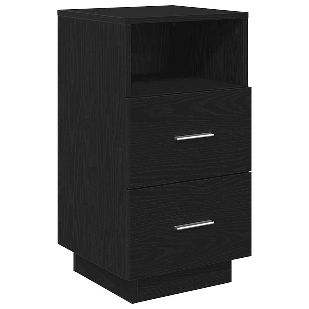 Comodino con 2 Cassetti Nero 36x36x68 cm