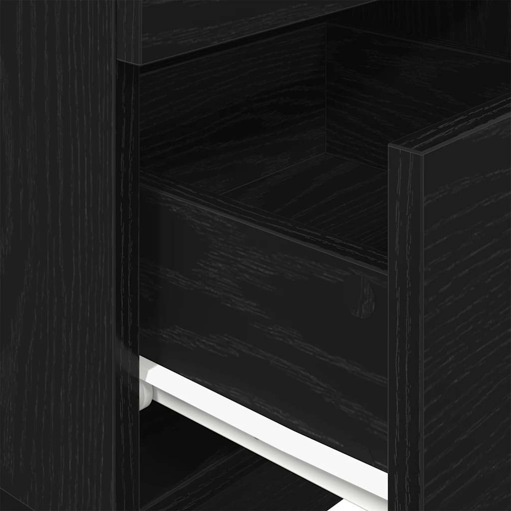 Comodino con 2 Cassetti Nero 36x36x68 cm
