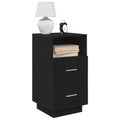 Comodino con 2 Cassetti Nero 36x36x68 cm