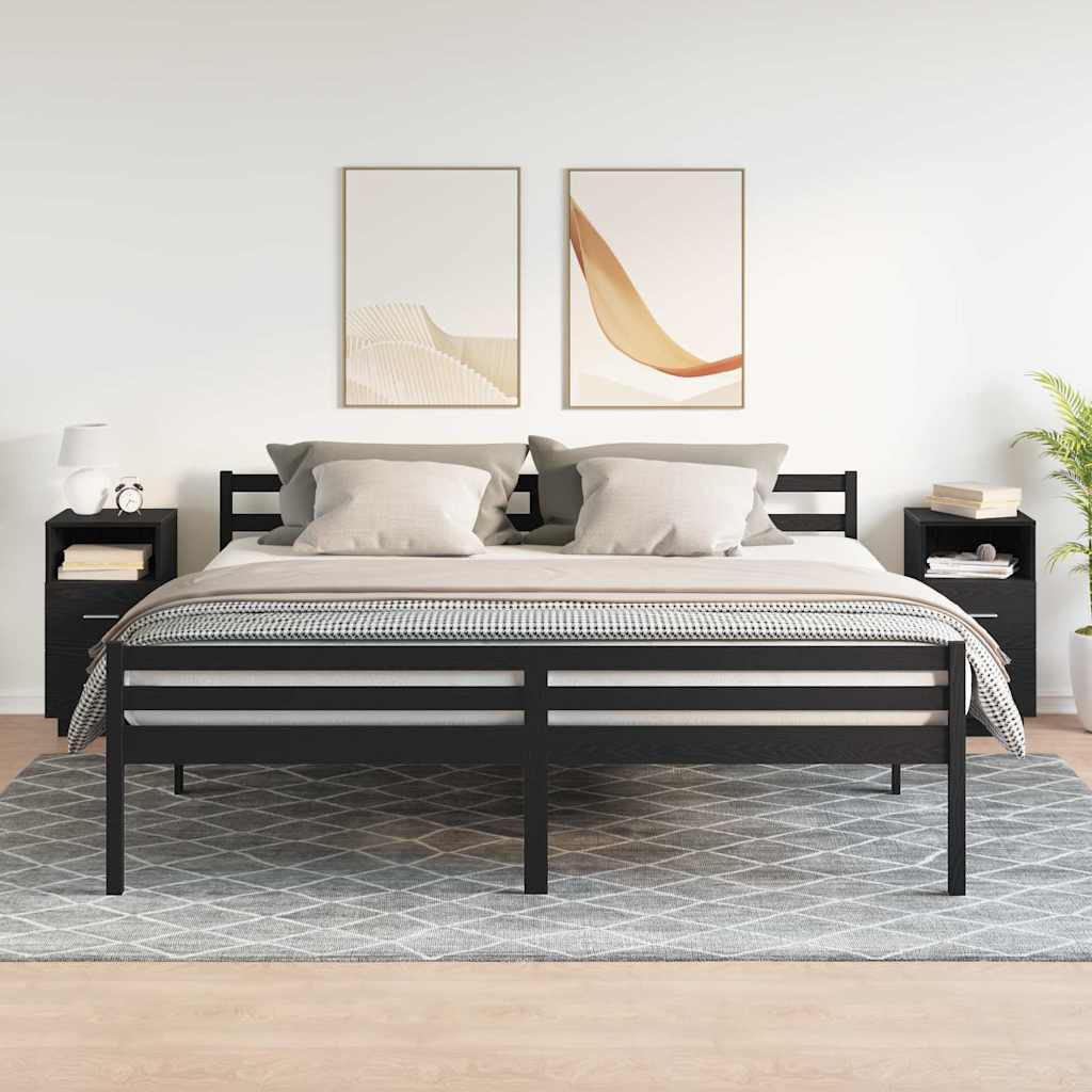 Comodini 2 pz con 2 Cassetti Neri 36x36x68 cm