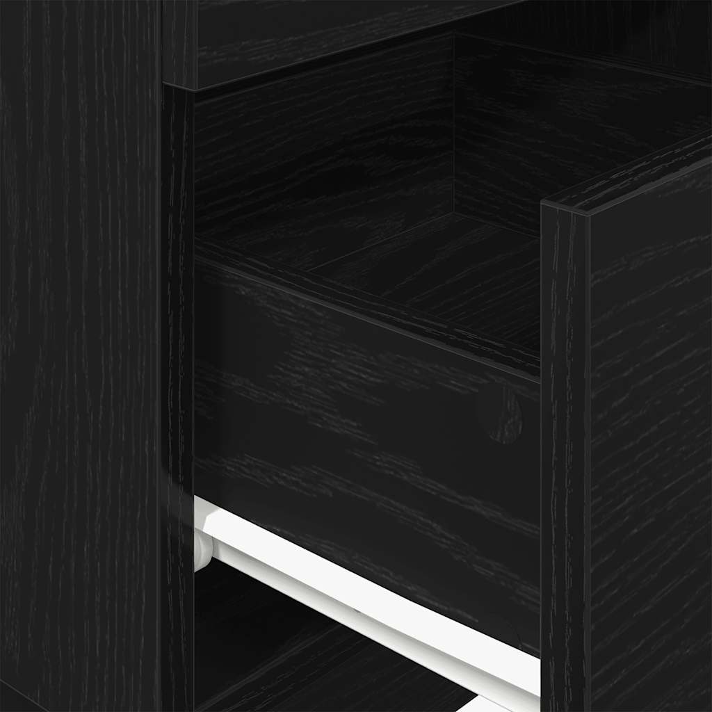 Comodini 2 pz con 2 Cassetti Neri 36x36x68 cm