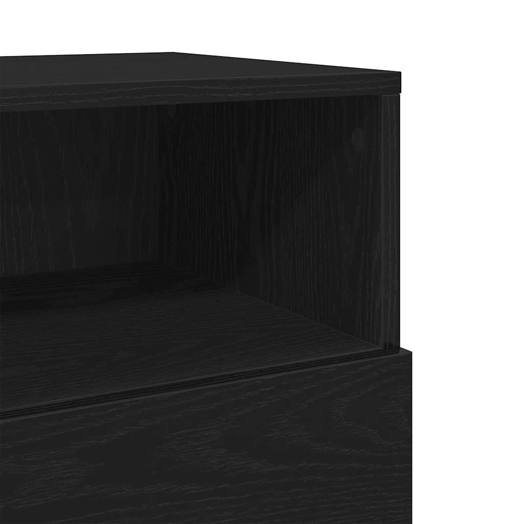 Comodini 2 pz con 2 Cassetti Neri 36x36x68 cm
