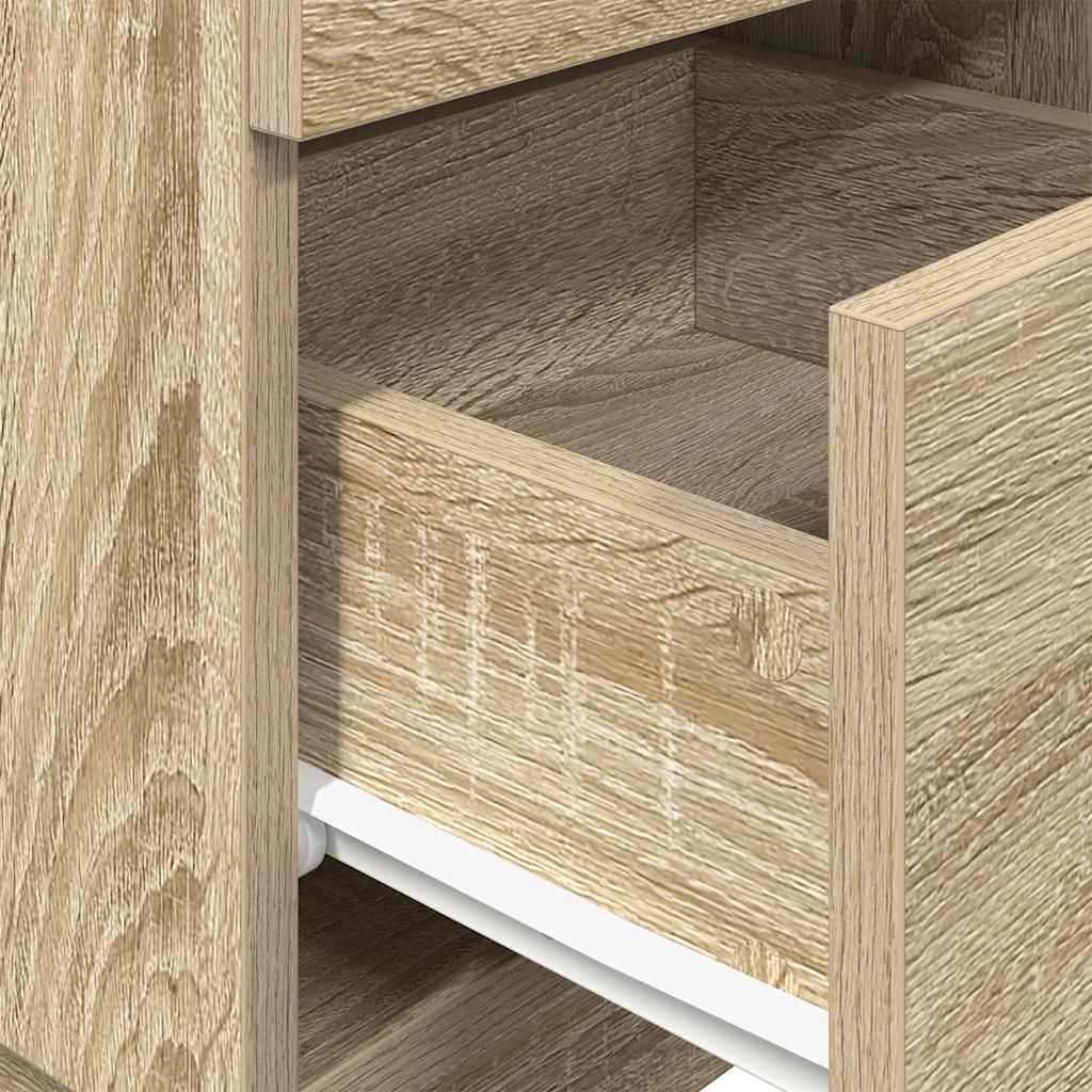 Comodino con 2 Cassetti Rovere Sonoma 36x36x68 cm