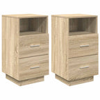 Comodini 2 pz con 2 Cassetti Rovere Sonoma 36x36x68 cm