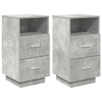 Comodini 2 pz con 2 Cassetti Grigio Cemento 36x36x68 cm