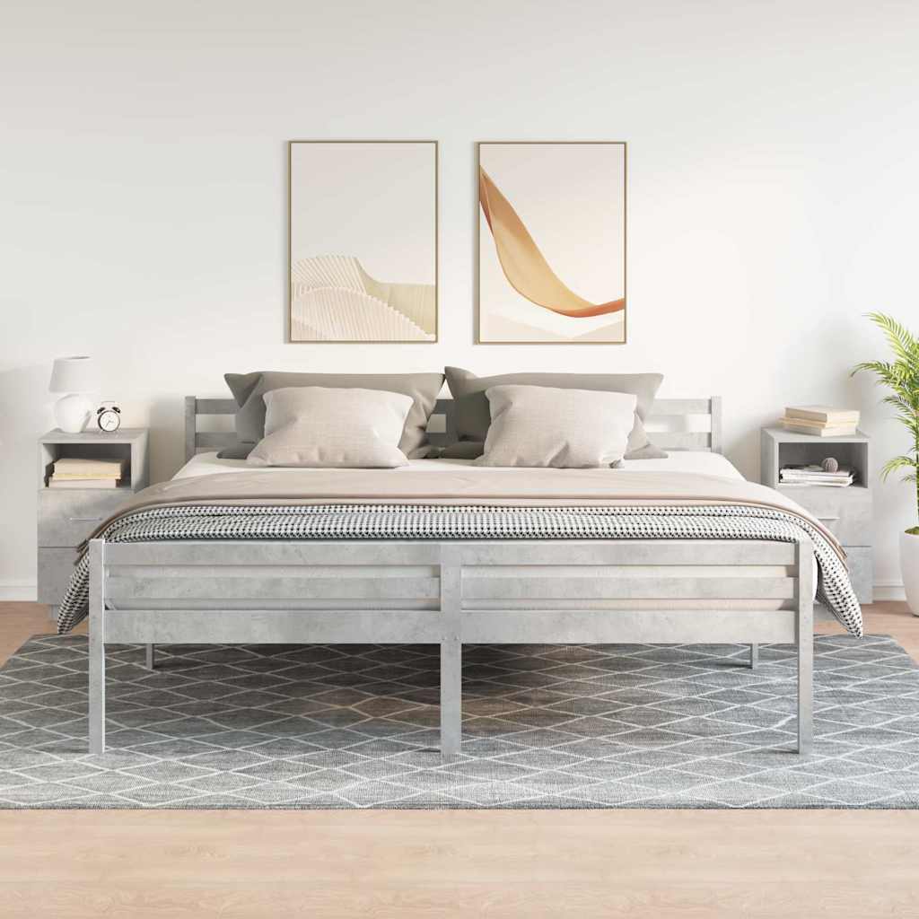 Comodini 2 pz con 2 Cassetti Grigio Cemento 36x36x68 cm