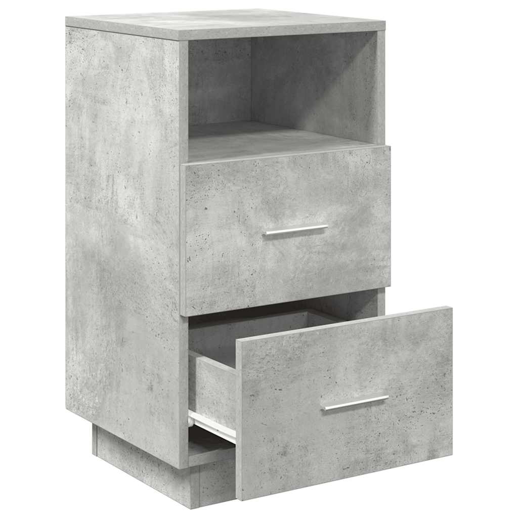 Comodini 2 pz con 2 Cassetti Grigio Cemento 36x36x68 cm