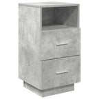 Comodini 2 pz con 2 Cassetti Grigio Cemento 36x36x68 cm