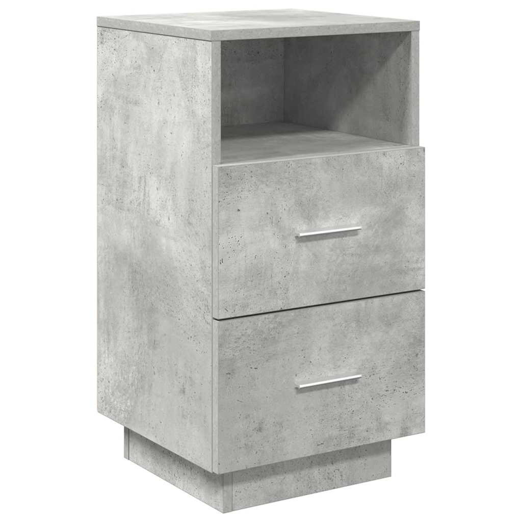 Comodini 2 pz con 2 Cassetti Grigio Cemento 36x36x68 cm