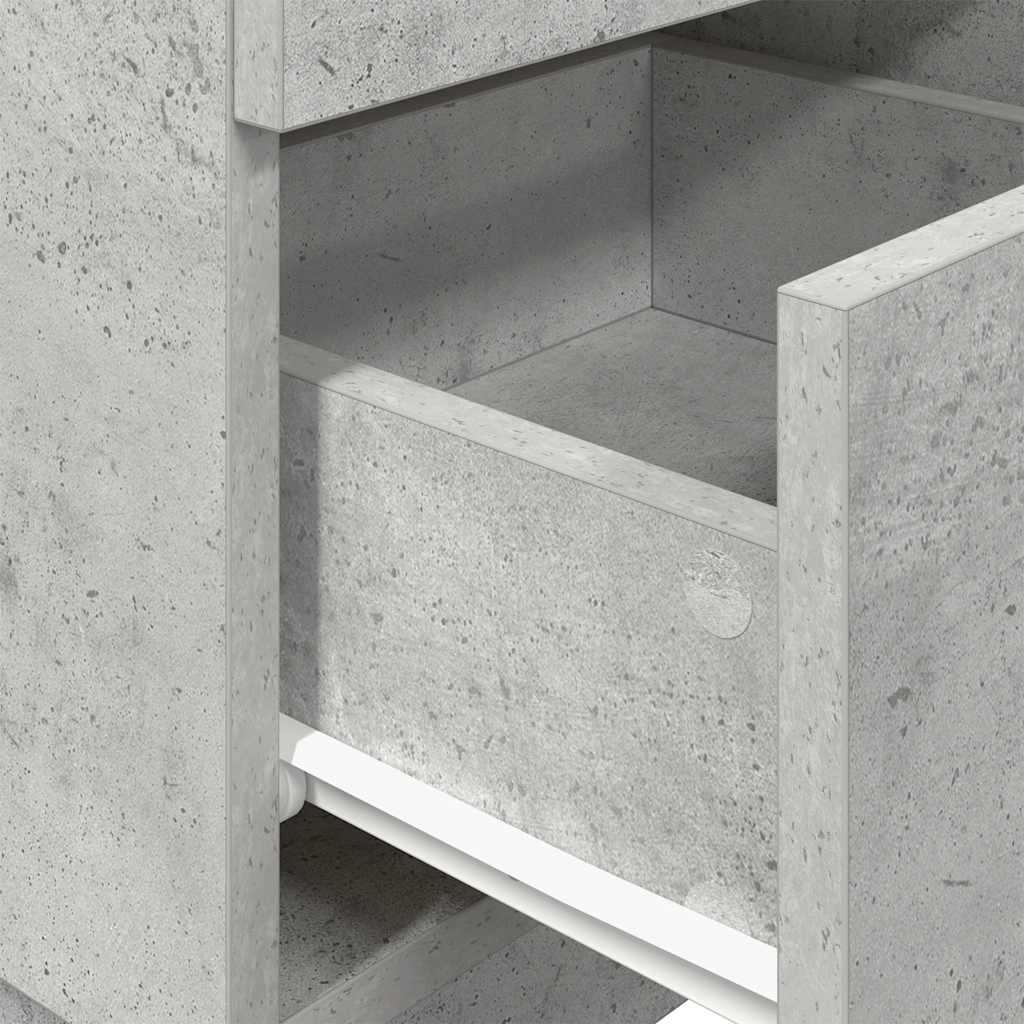 Comodini 2 pz con 2 Cassetti Grigio Cemento 36x36x68 cm