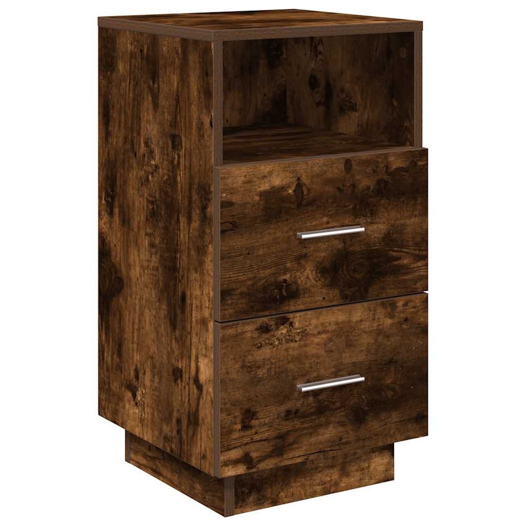 Comodino con 2 Cassetti Rovere Fumo 36x36x68 cm