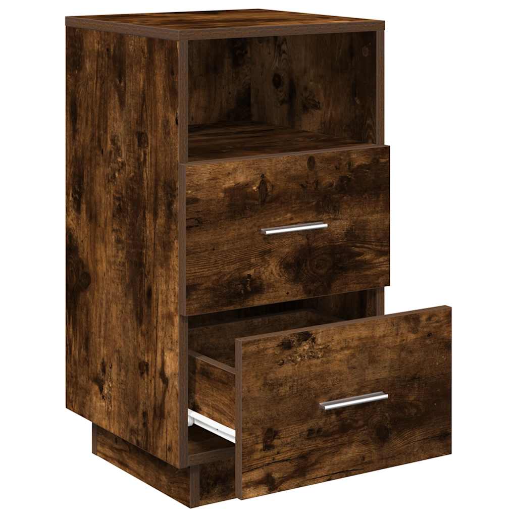 Comodino con 2 Cassetti Rovere Fumo 36x36x68 cm
