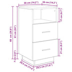 Comodino con 2 Cassetti Rovere Fumo 36x36x68 cm