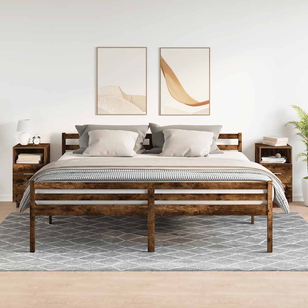 Comodini 2 pz con 2 Cassetti Rovere Fumo 36x36x68 cm