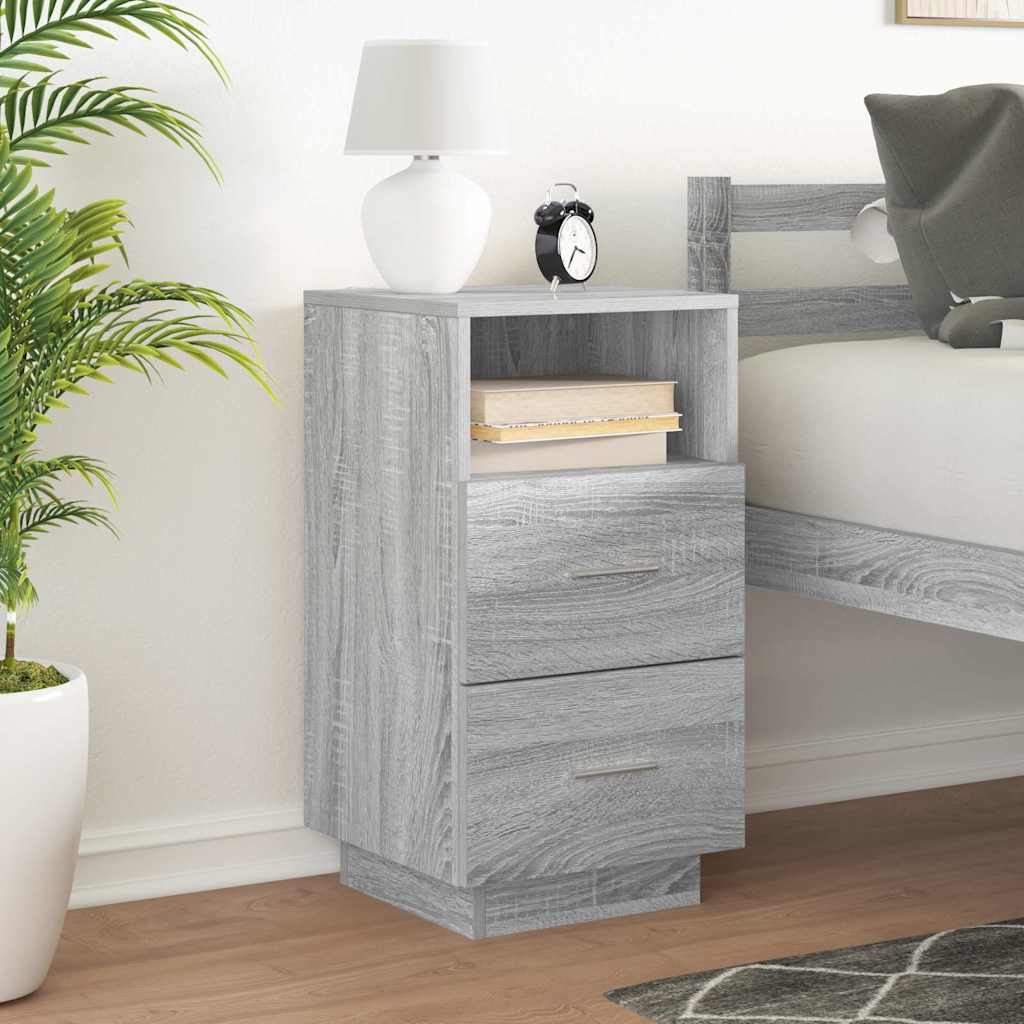 Comodino con 2 Cassetti Grigio Sonoma 36x36x68 cm