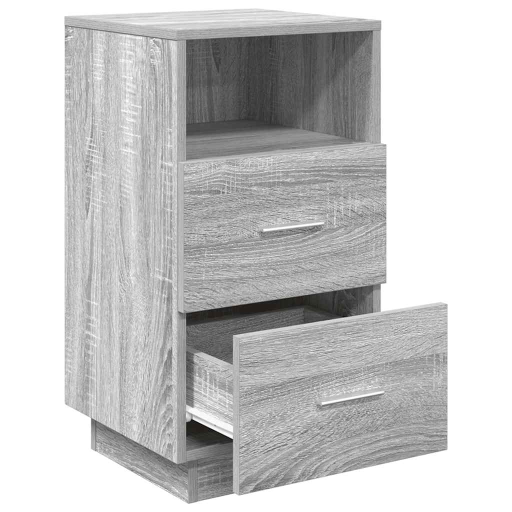 Comodino con 2 Cassetti Grigio Sonoma 36x36x68 cm