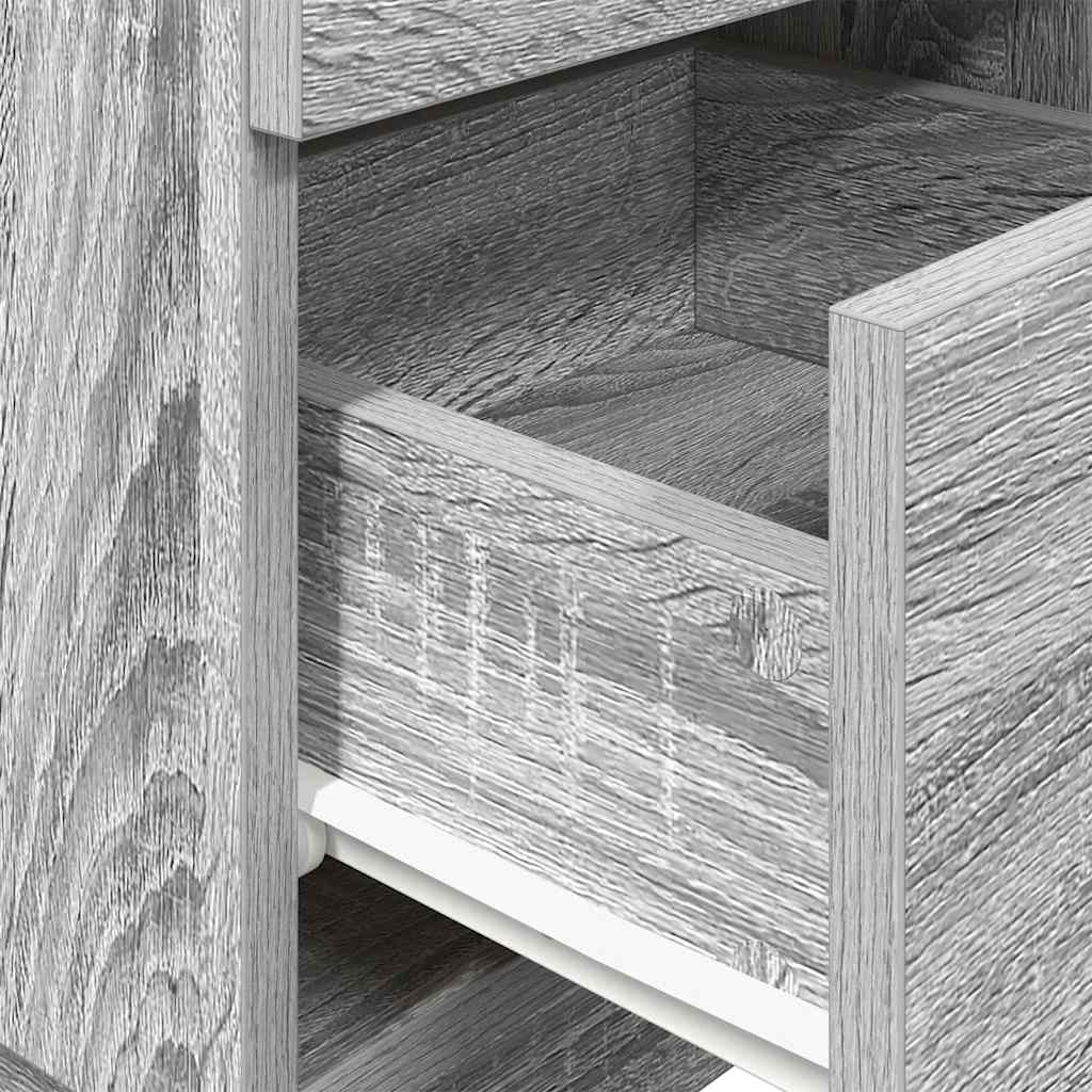 Comodino con 2 Cassetti Grigio Sonoma 36x36x68 cm