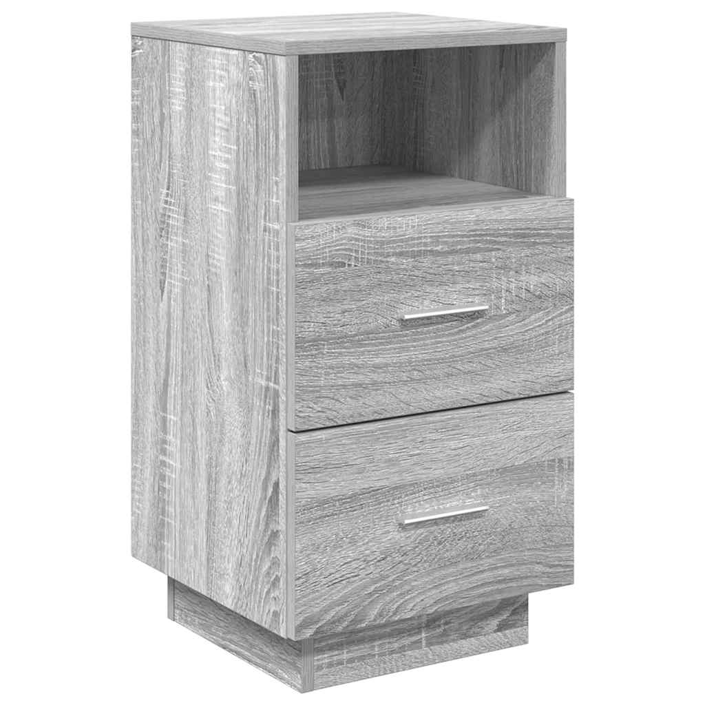 Comodini 2 pz con 2 Cassetti Grigio Sonoma 36x36x68 cm