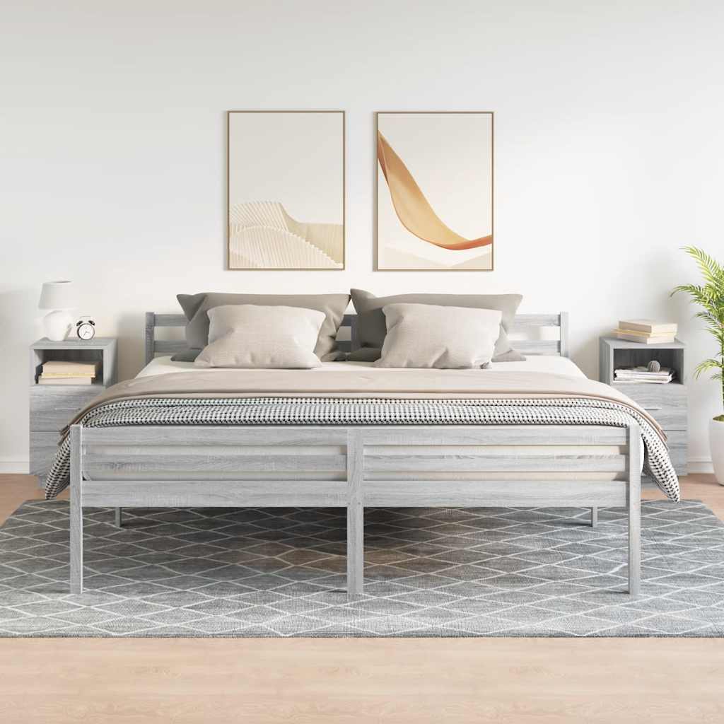 Comodini 2 pz con 2 Cassetti Grigio Sonoma 36x36x68 cm