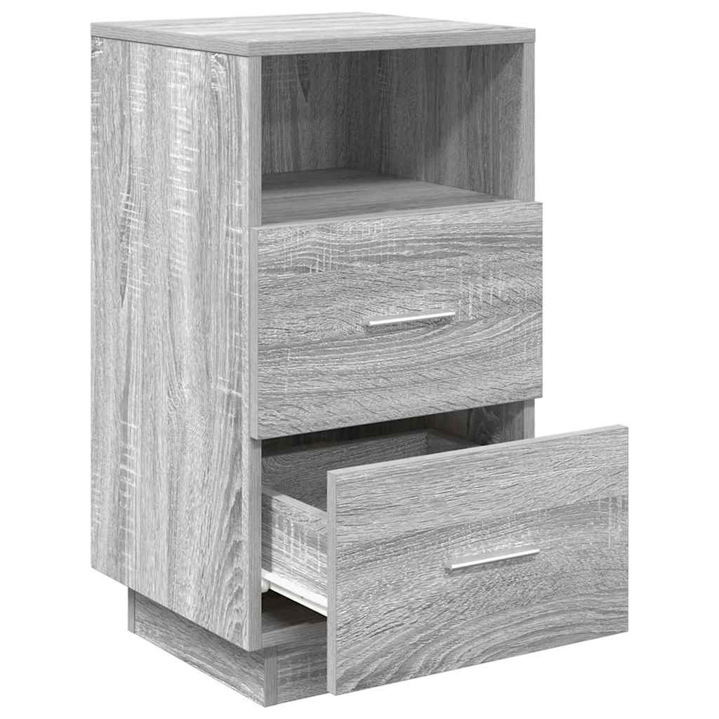 Comodini 2 pz con 2 Cassetti Grigio Sonoma 36x36x68 cm