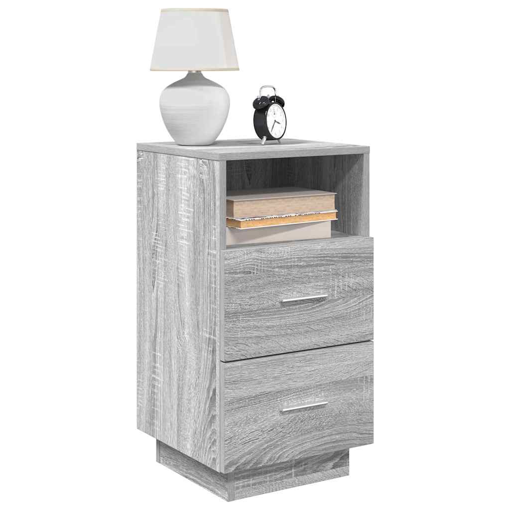 Comodini 2 pz con 2 Cassetti Grigio Sonoma 36x36x68 cm