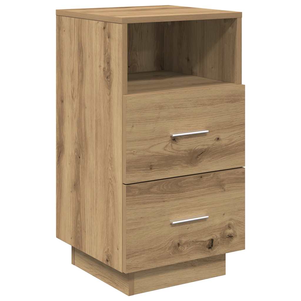 Comodino con 2 Cassetti Rovere Artigianale 36x36x68 cm