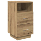 Comodino con 2 Cassetti Rovere Artigianale 36x36x68 cm