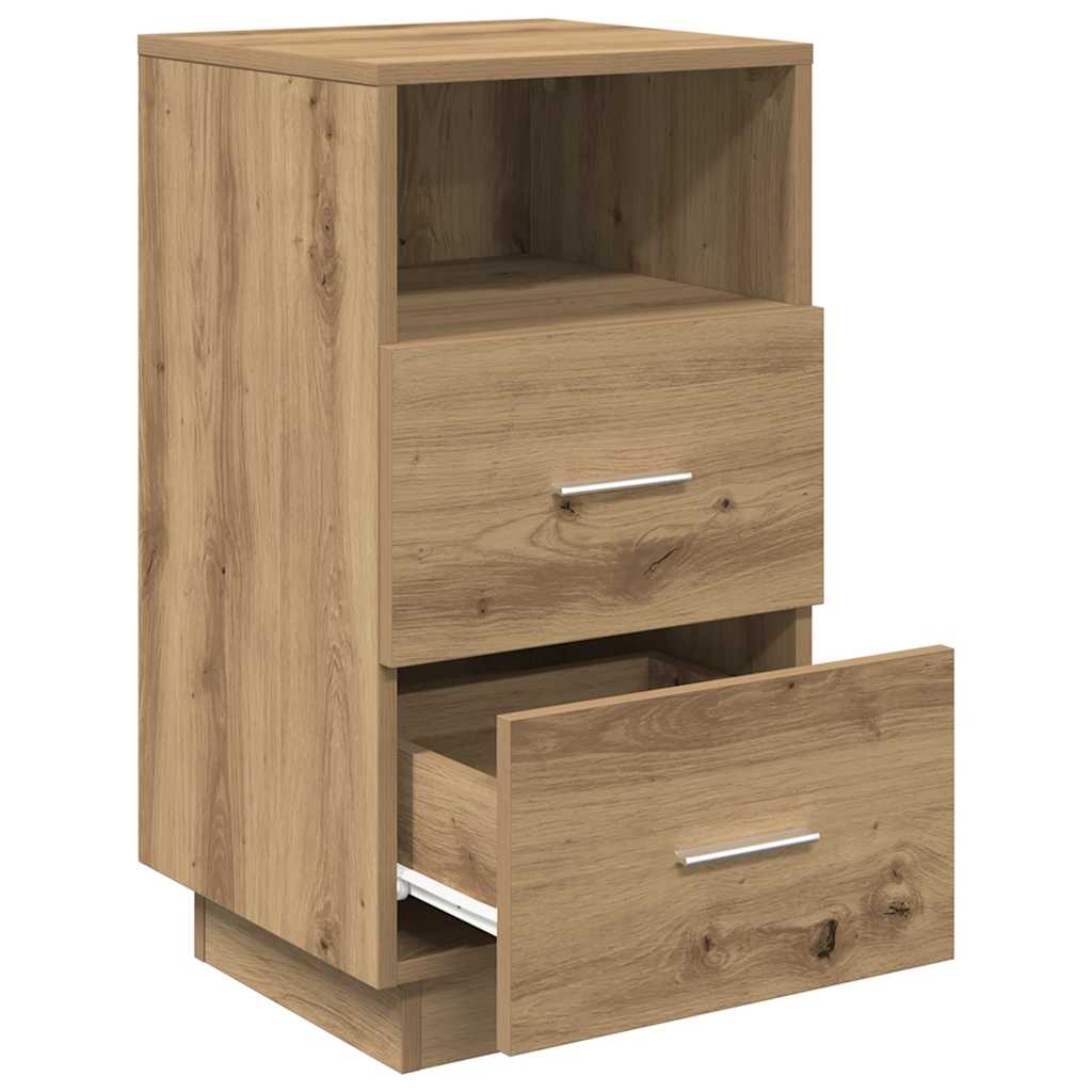 Comodino con 2 Cassetti Rovere Artigianale 36x36x68 cm