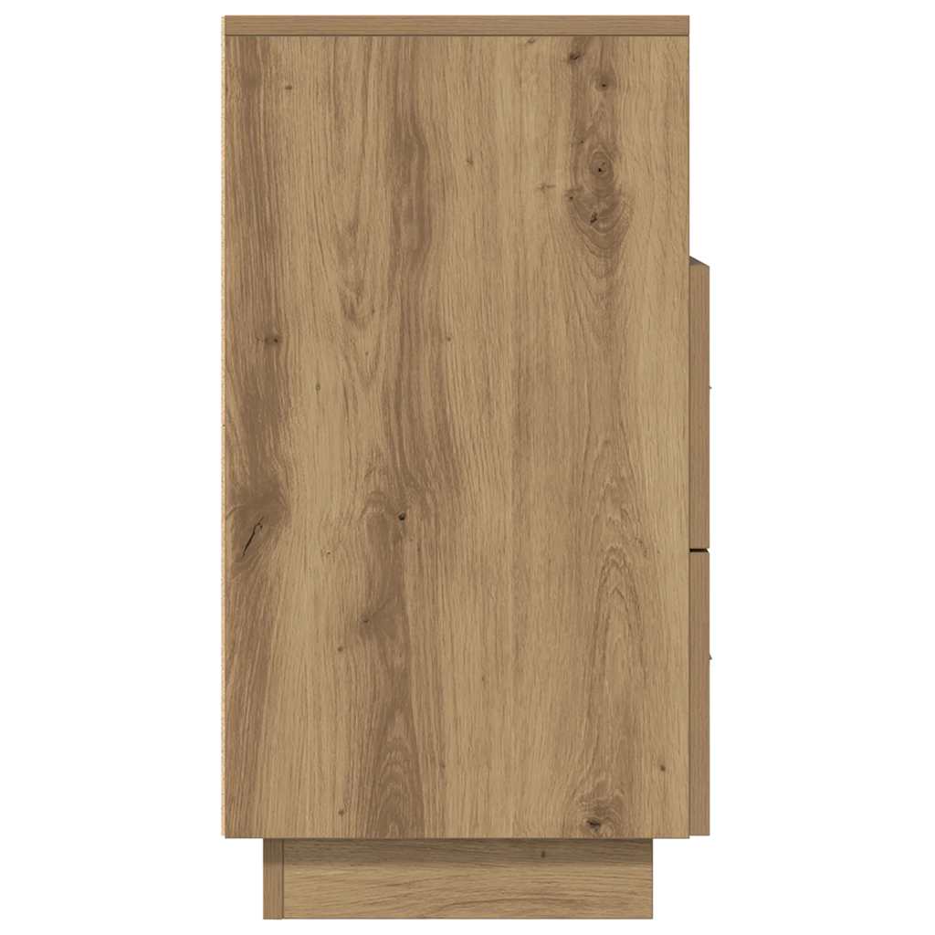 Comodino con 2 Cassetti Rovere Artigianale 36x36x68 cm