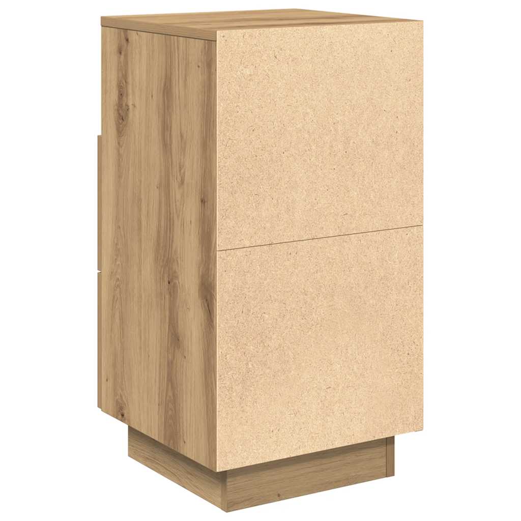 Comodino con 2 Cassetti Rovere Artigianale 36x36x68 cm
