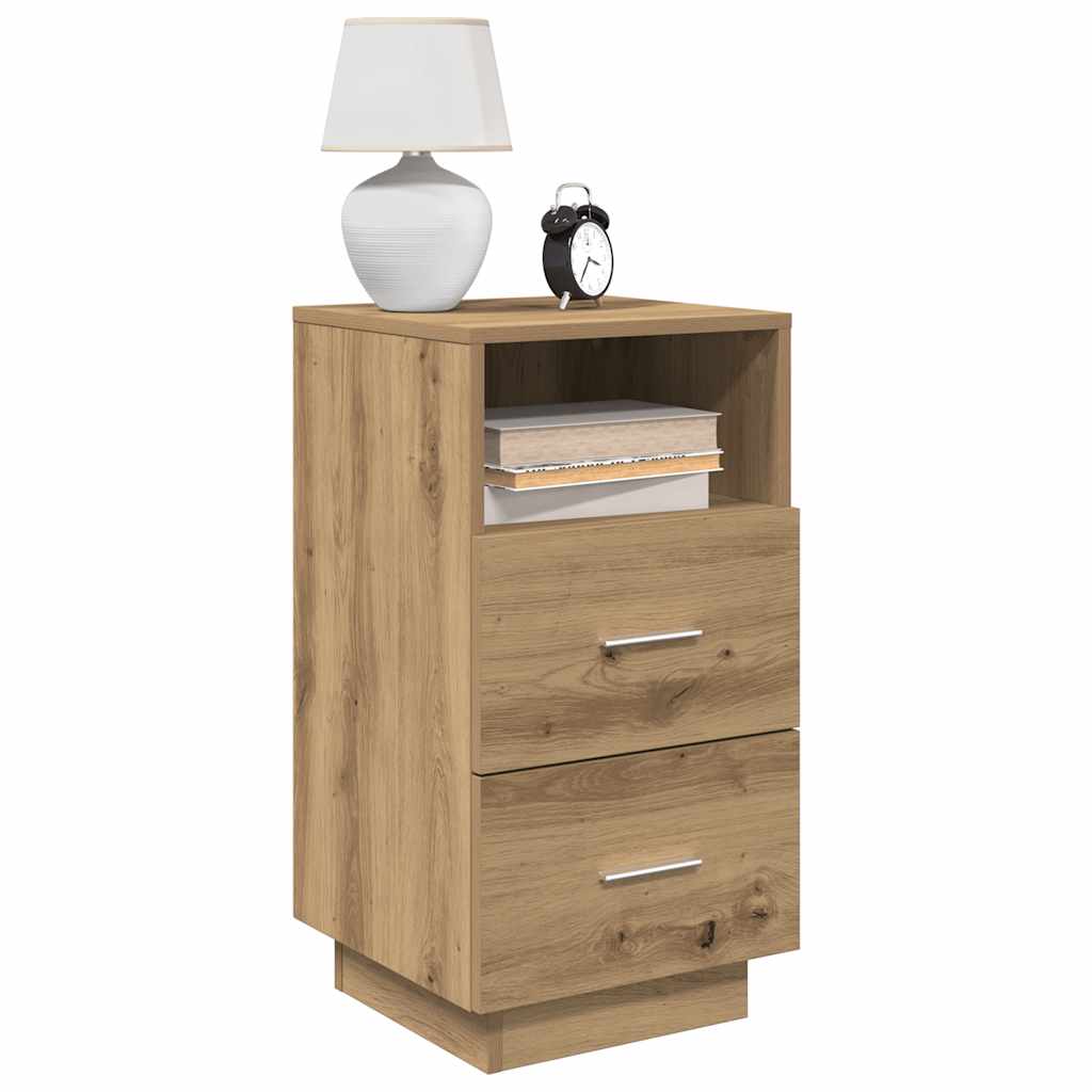 Comodino con 2 Cassetti Rovere Artigianale 36x36x68 cm