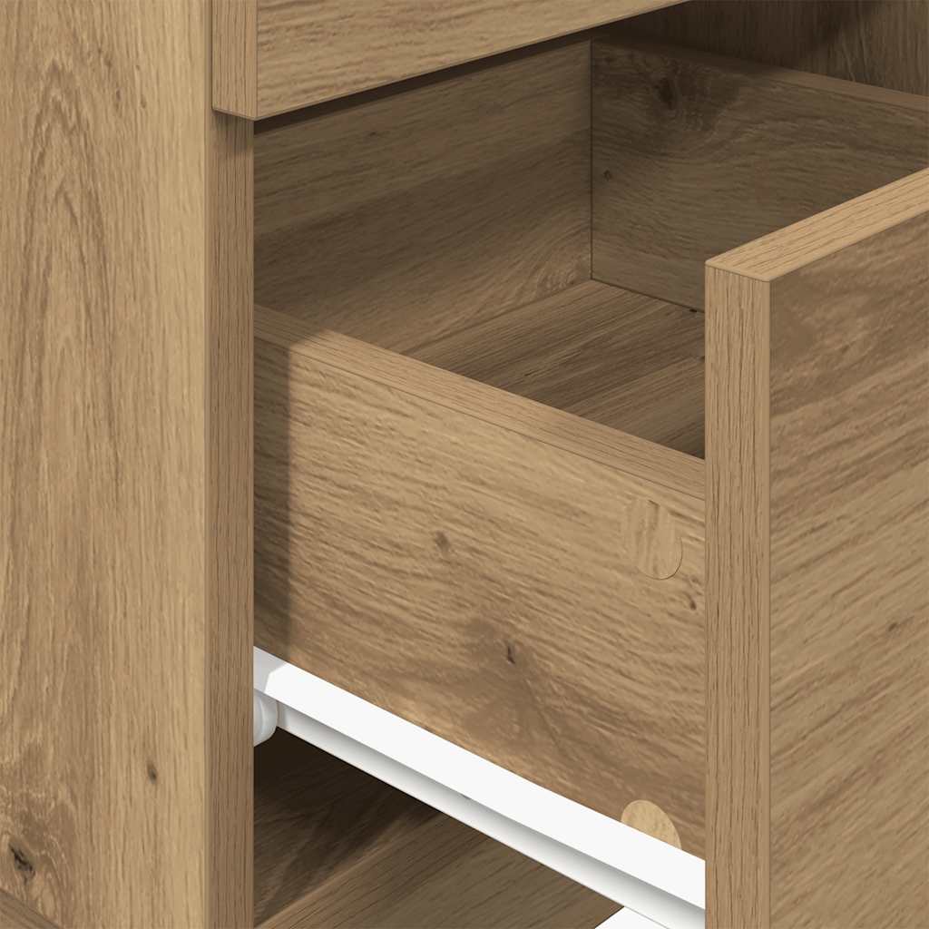 Comodini 2 pz con 2 Cassetti Rovere Artigianale 36x36x68 cm