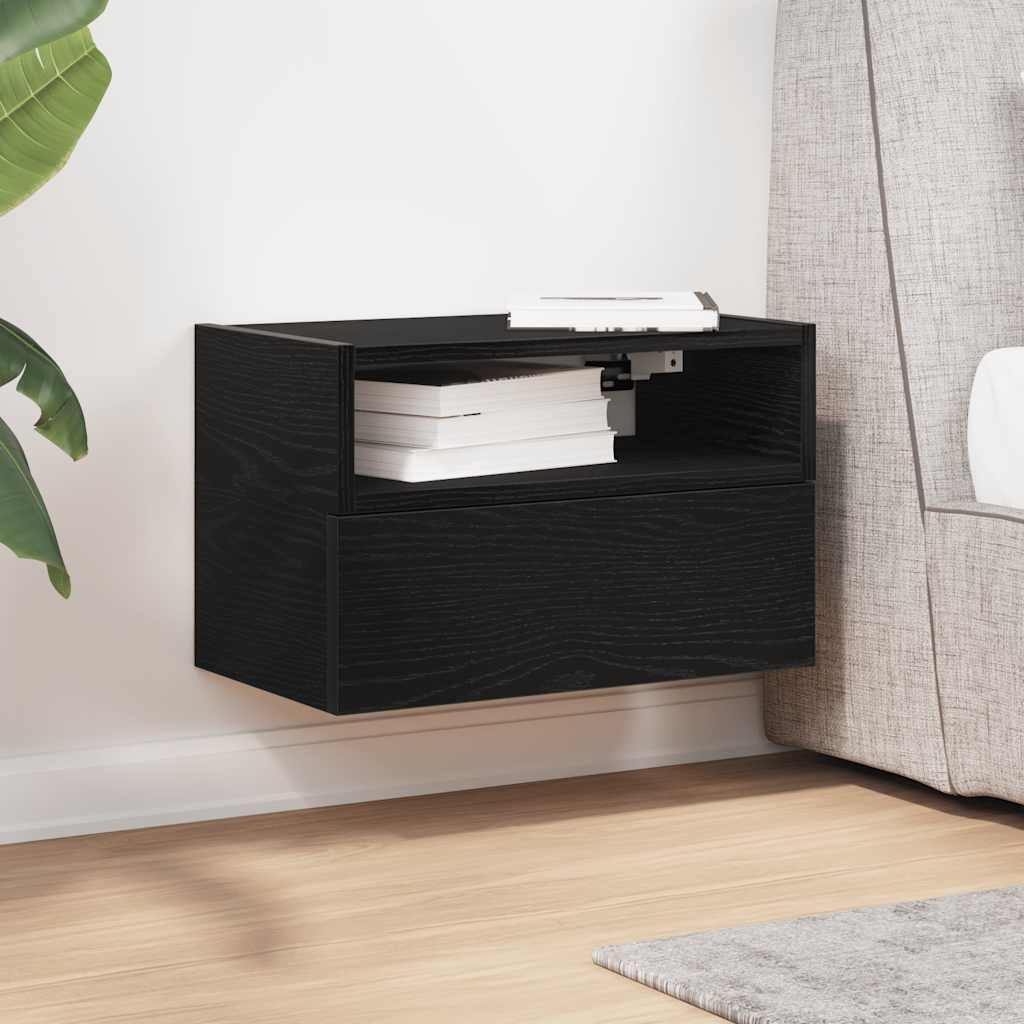 Comodino a Muro Nero 45x26x28,5 cm