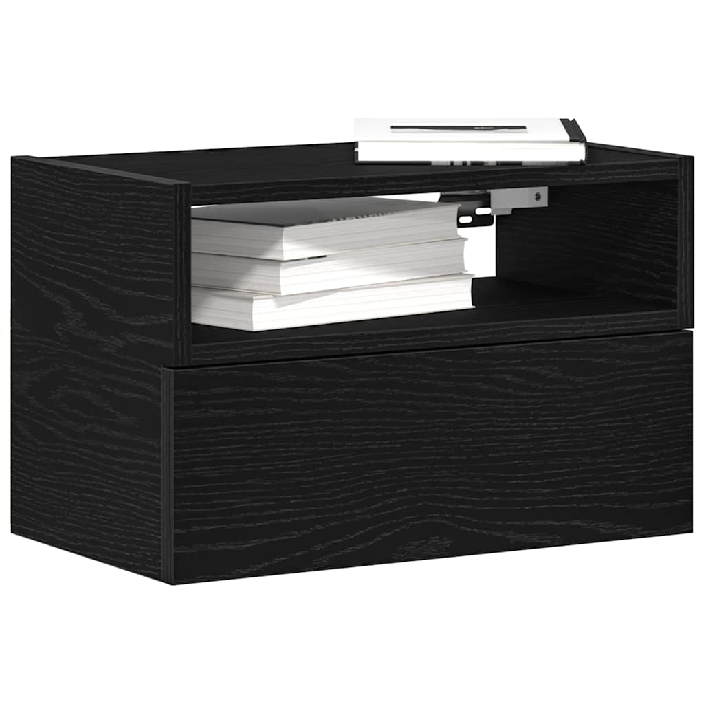Comodino a Muro Nero 45x26x28,5 cm
