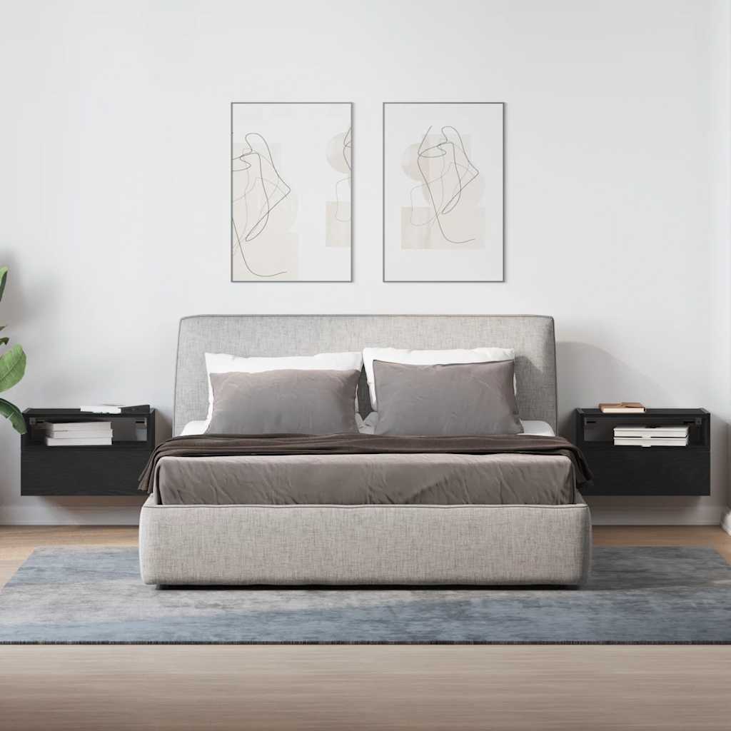 Comodini a Muro 2 pz Nero 45x26x28,5 cm