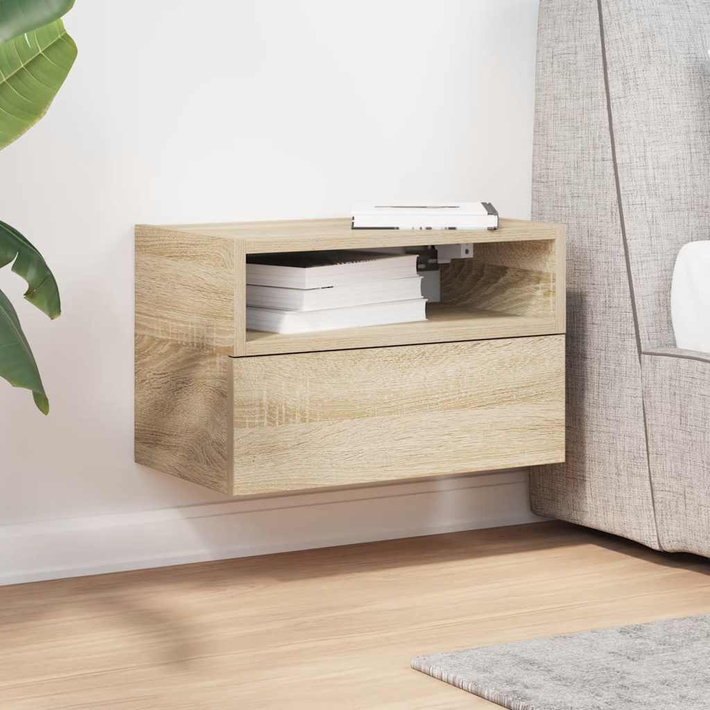 Comodino a Muro Rovere Sonoma 45x26x28,5 cm