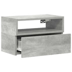 Comodino a Muro Grigio Cemento 45x26x28,5 cm