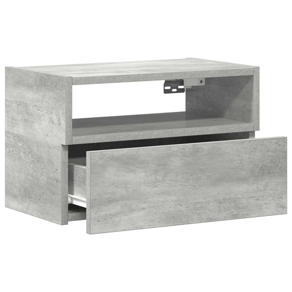 Comodino a Muro Grigio Cemento 45x26x28,5 cm