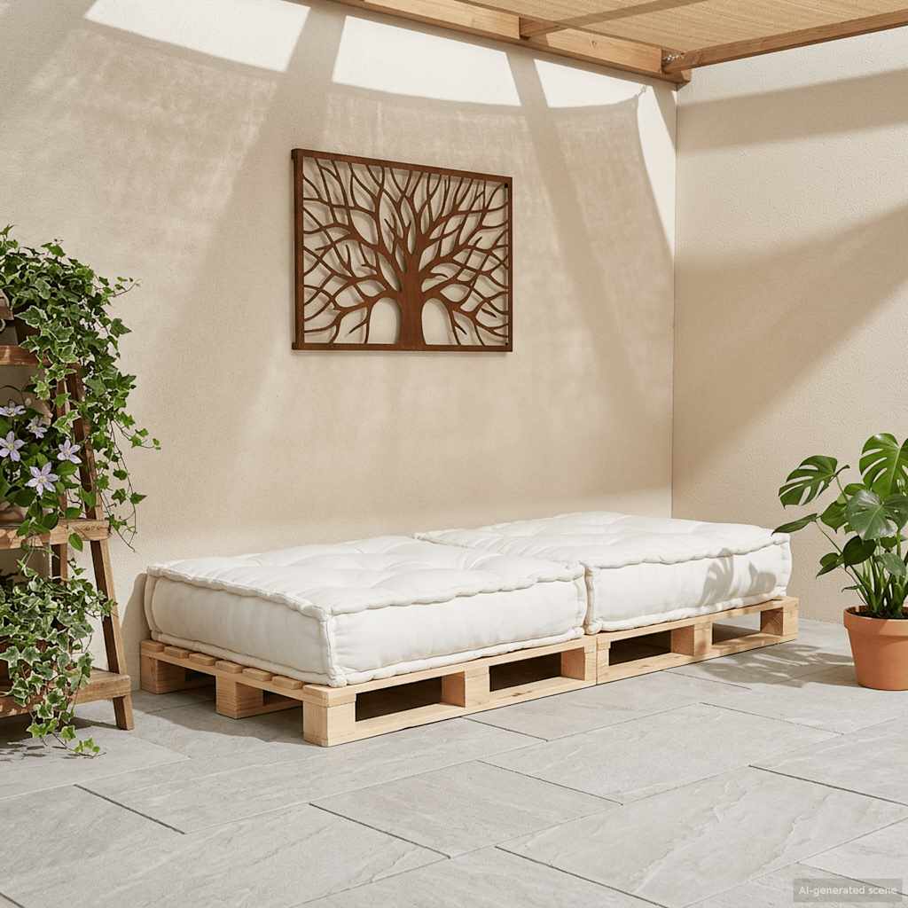 Divano Componibile Crema 70x70x36 in Tessuto