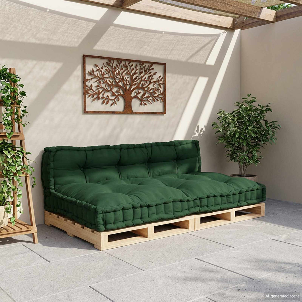 Cuscino per Divano Pallet 2 pcs Verde 120 x 80 x 38 cm Tessuto