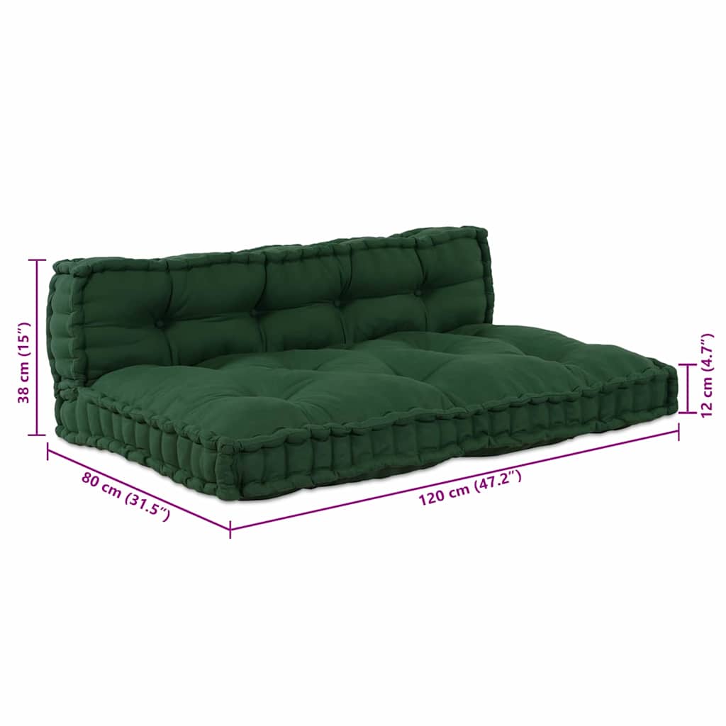 Cuscino per Divano Pallet 2 pcs Verde 120 x 80 x 38 cm Tessuto