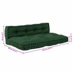 Cuscino per Divano Pallet 2 pcs Verde 120 x 80 x 38 cm Tessuto