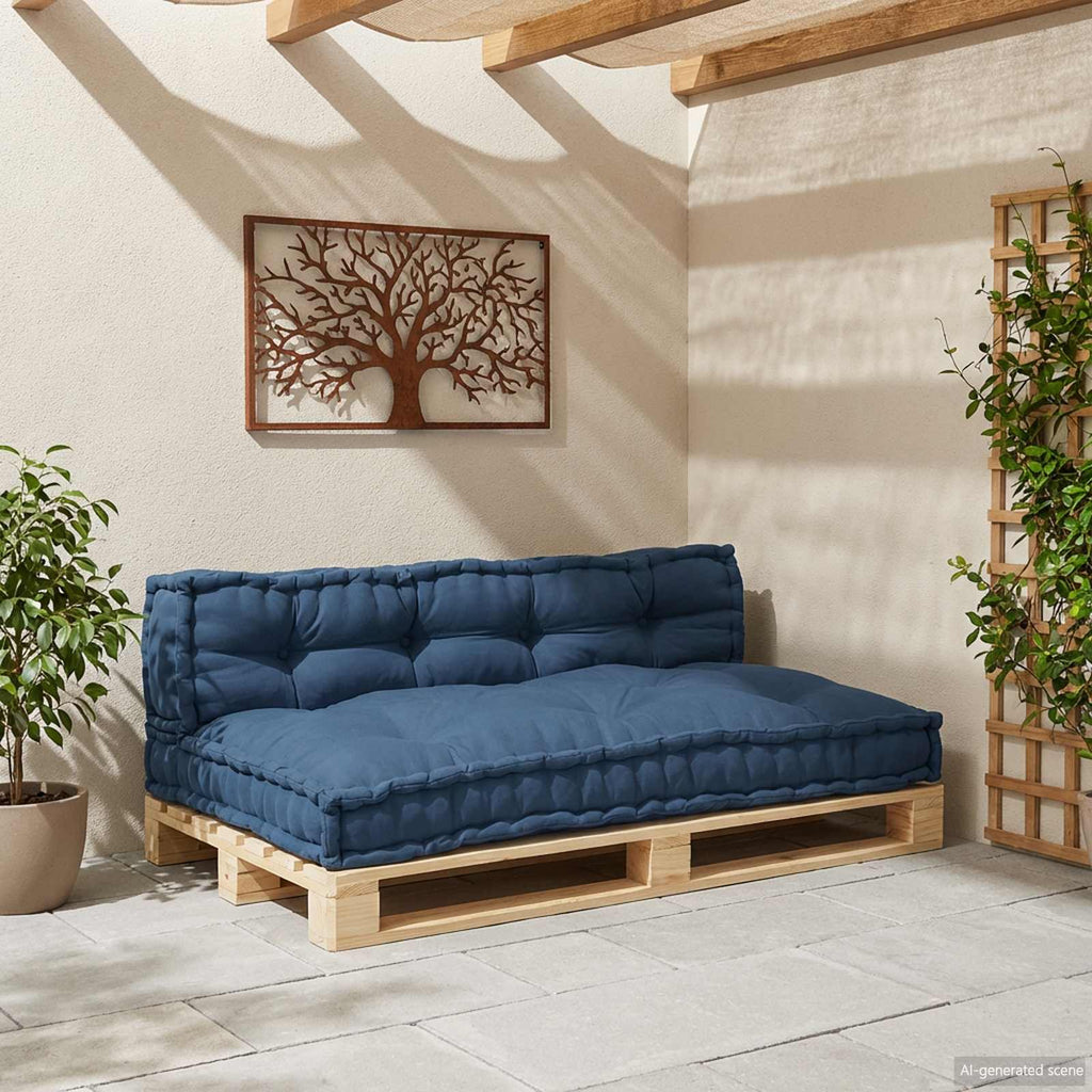 Cuscino per Divano Pallet 2 pcs Indaco 120 x 80 x 38 cm Tessuto