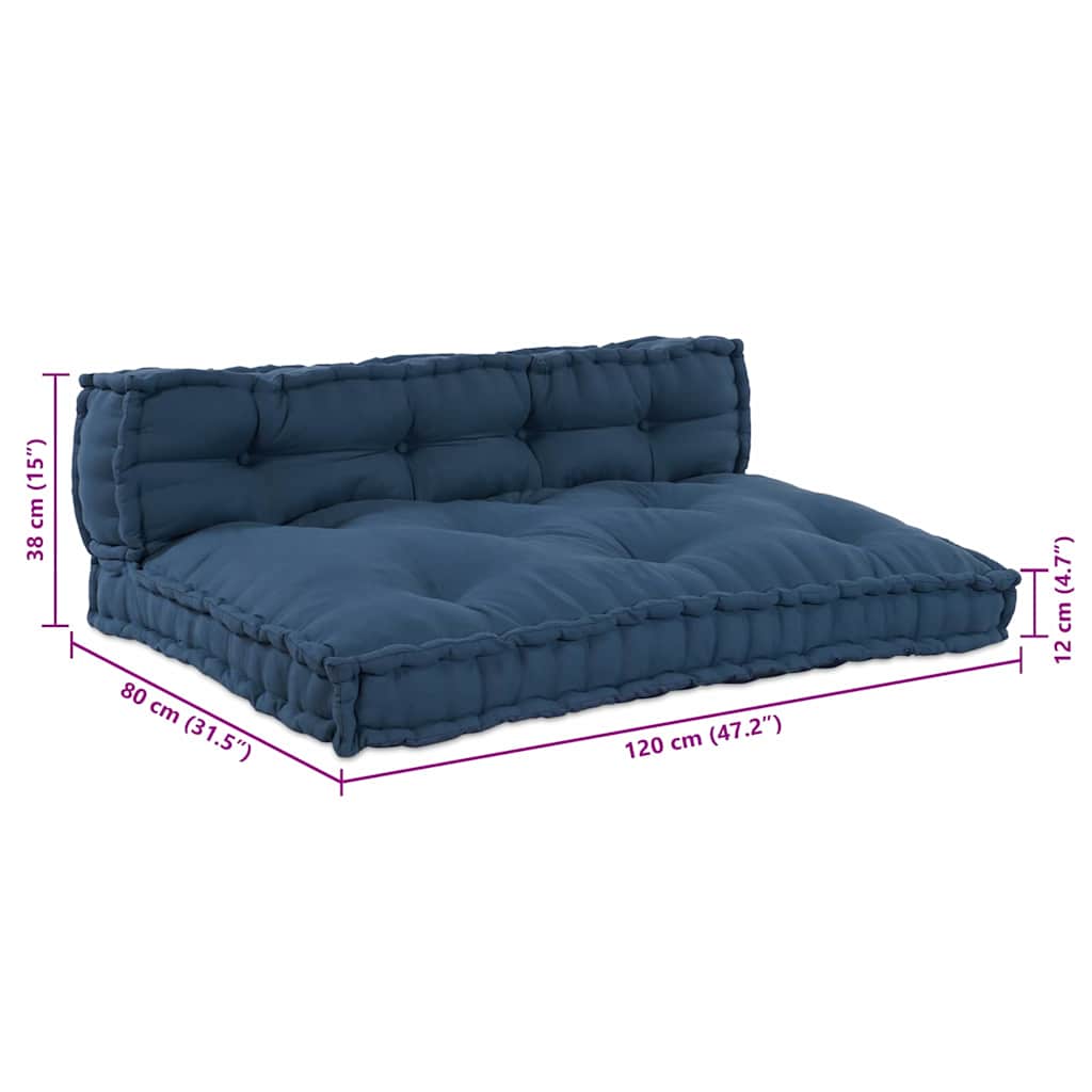 Cuscino per Divano Pallet 2 pcs Indaco 120 x 80 x 38 cm Tessuto