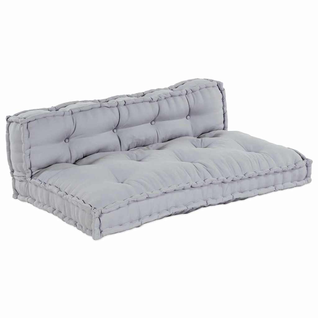 Cuscino per Divano Pallet 2 pcs Grigio 120 x 80 x 38 cm Tessuto