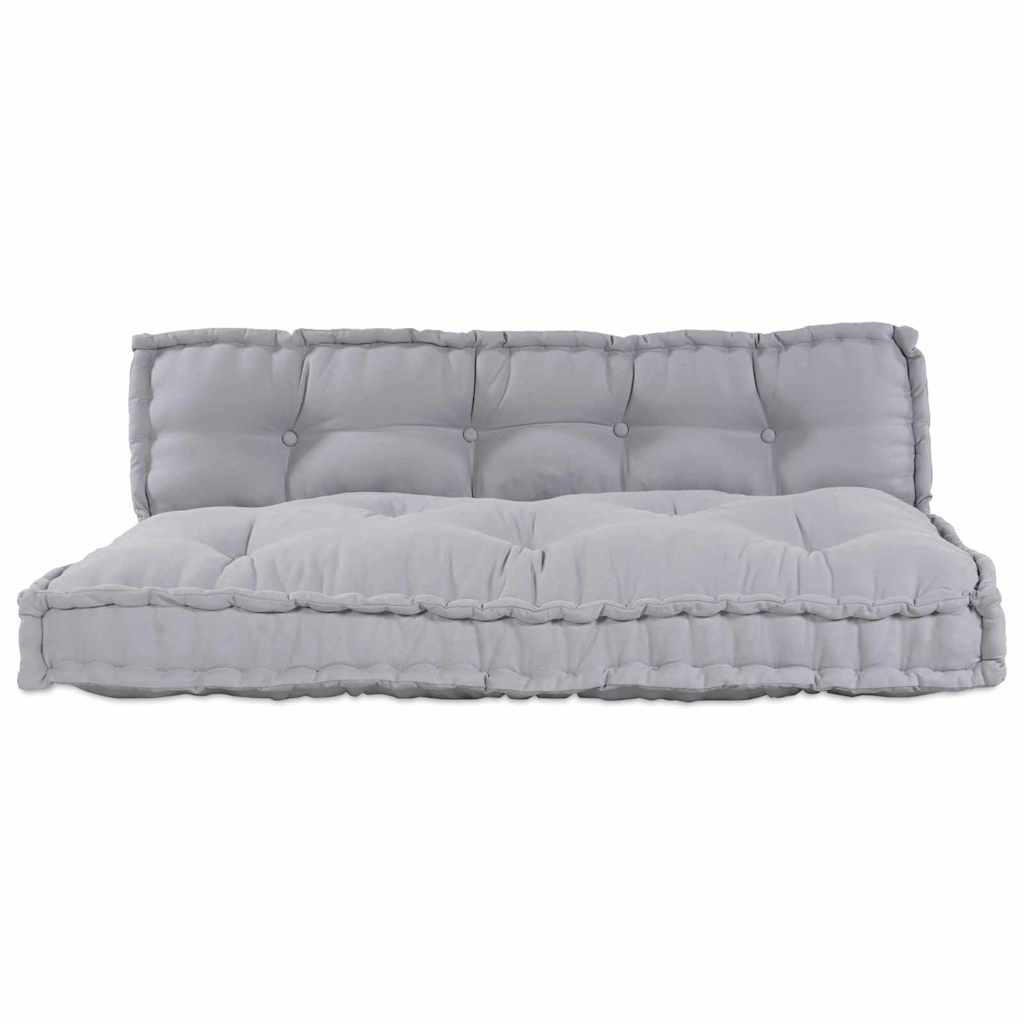 Cuscino per Divano Pallet 2 pcs Grigio 120 x 80 x 38 cm Tessuto